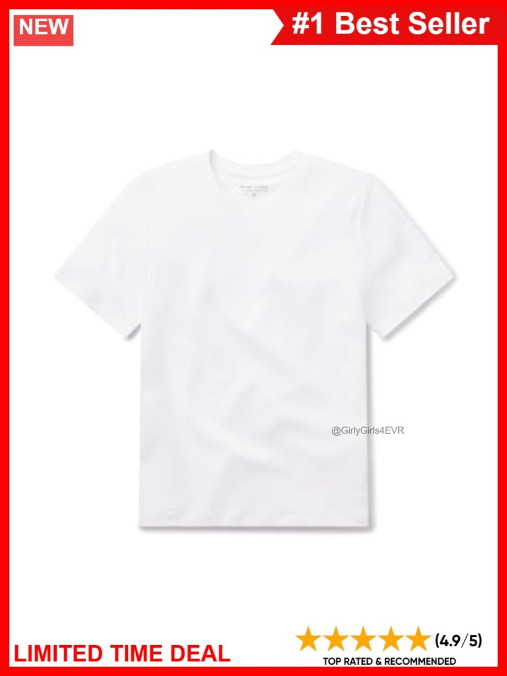 100% Organic Peruvian Pima Cotton Crew Neck Short Sleeve Tee Relaxed Fit
